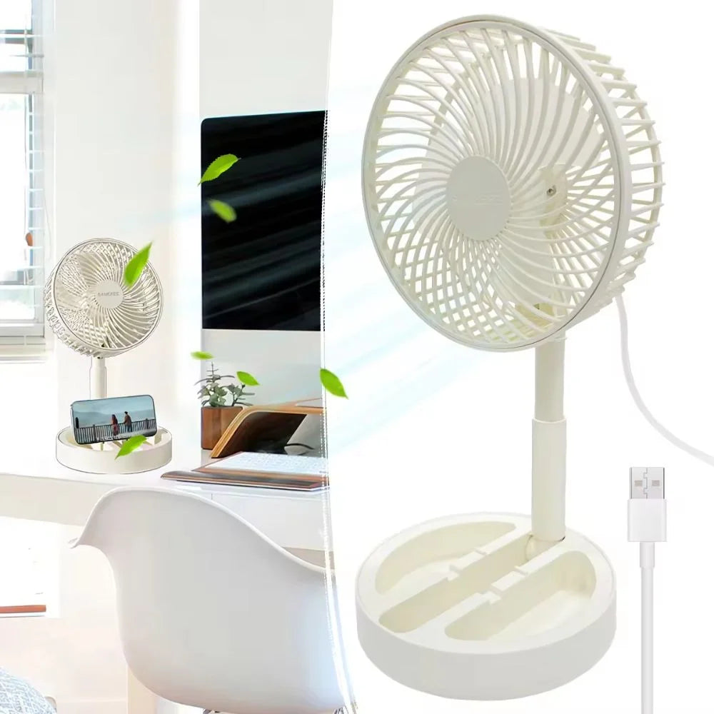 Portable Foldable Desktop Fan Adjustable Angle USB Powered USB Fan Stable Stand Powerful Airflow Mini Electric Fan Tabletop Use