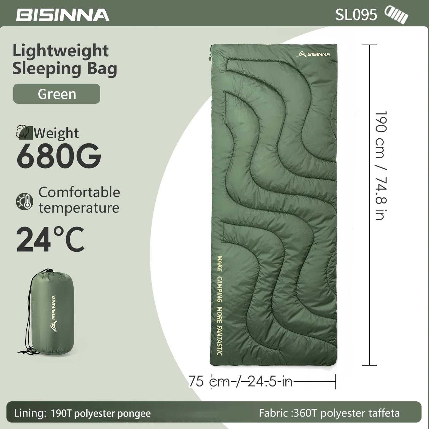 BISINNA Ultralight Camping Sleeping Bag Spring Summer Backpacking Sleeping Bag Large Quilt for Outdoor Hiking Beach