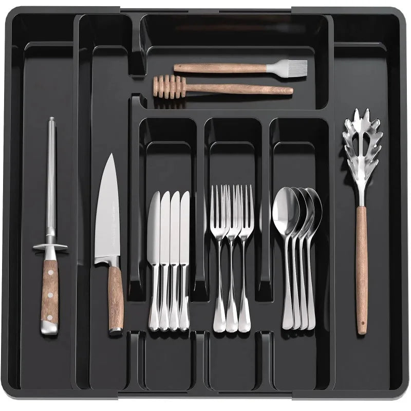 Adjustable Pantry Organizer Utensil Cutlery Drawer  for Forks Knives Silverware Expandable Kitchen Drawer Kitchen Organizer Tray
