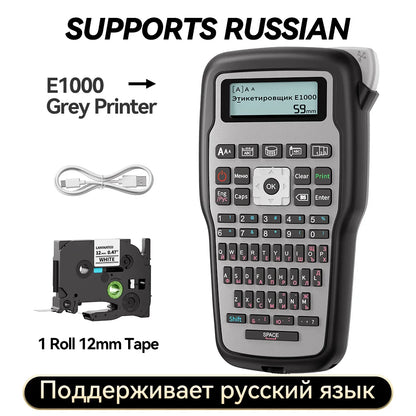 Portable Label Printer E1000 PRO Label Maker Machine with Tape USB-C for Power Multiple Font Icon for School Office Organization
