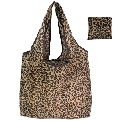 Reusable Shopping Bag Women Cute Fish Cart Flower Print  Nylon Foldable Grocery Bag Creative Eco-Friendly Tote Bag Lightweight