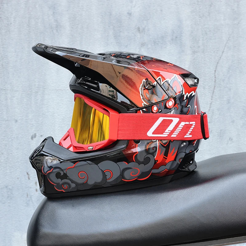 903-Motorcycle off-road helmet, fully covered electric vehicle, pulling full helmet, mountain downhill, all season