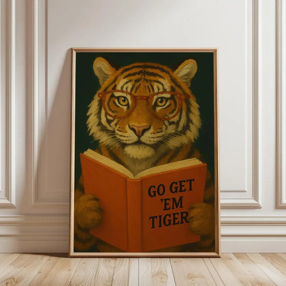 Humorous Bookworm Wall Art Decor for Library Office Study - Unique Theme Home Decorative Painting