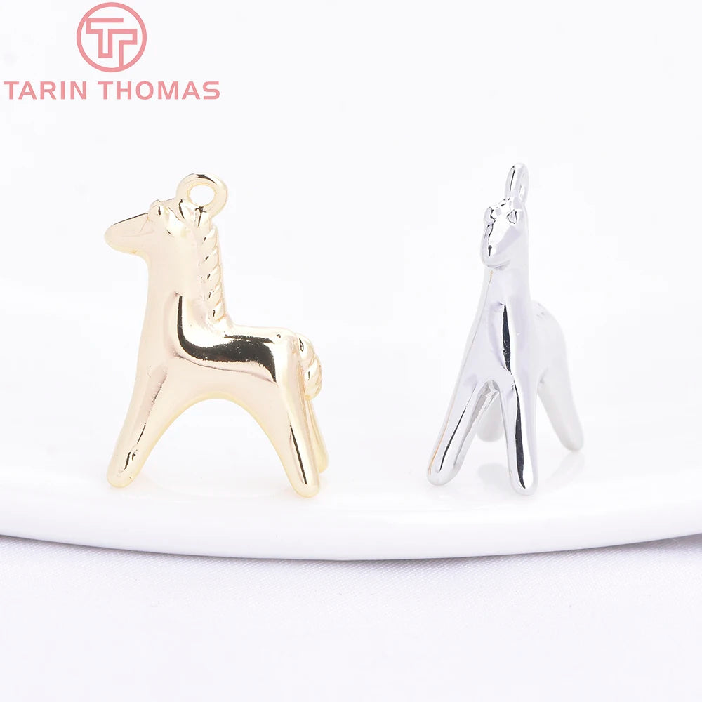 (10486) 6PCS 12x18MM 24K Gold Color Brass Horse Shaped Necklace Pendants Charms High Quality Jewelry Making Accessories