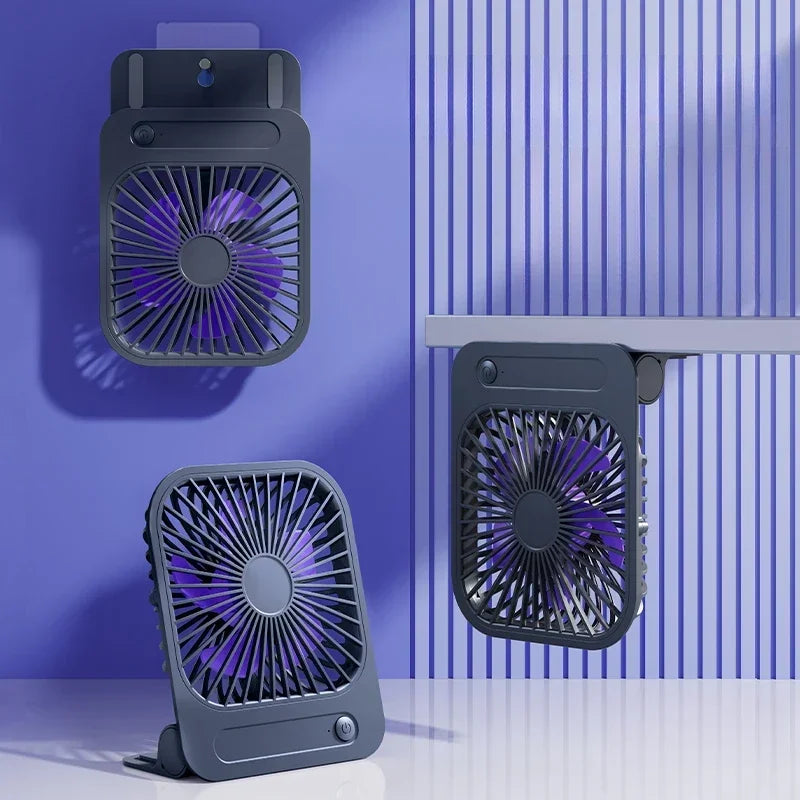 Eary 1200mAh Portable Wall Hanging Fan 4 Speed USB Rechargeable Magnetic Desk Fan 180 Adjustable Kitchen Silent Mini Cooling Fan
