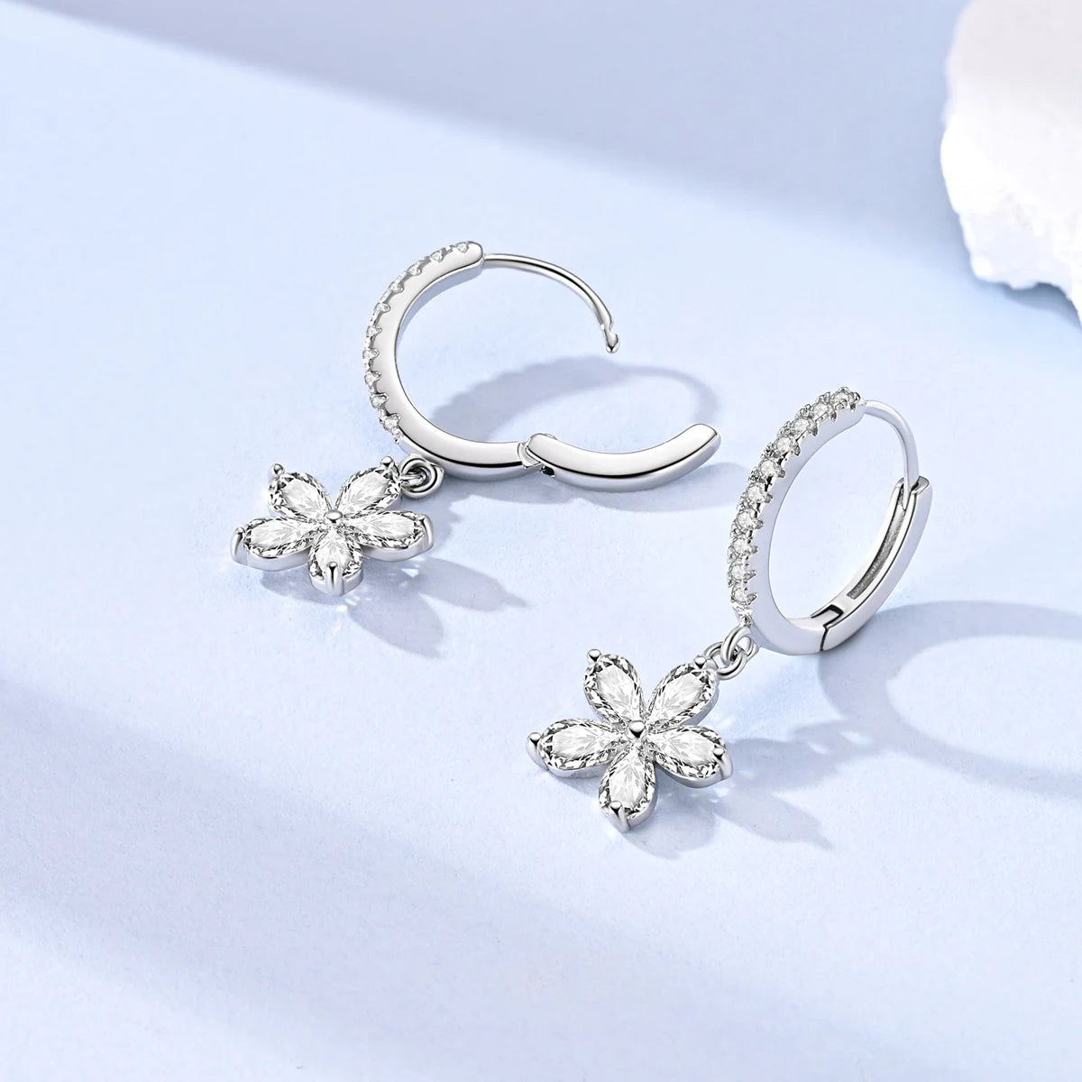 925 Sterling Silver Gold Drop Earrings For Woman Flower Round Sun Hoop Earring Pendientes Classic Original Woman Jewelry Gift