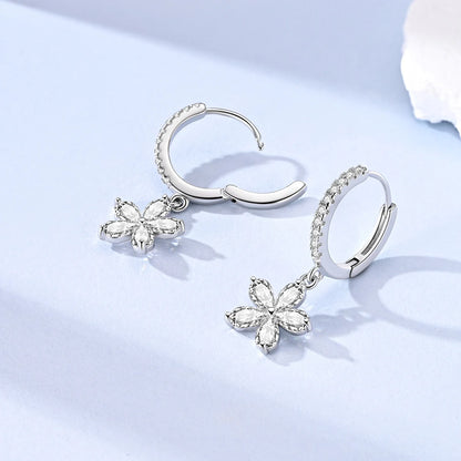 925 Sterling Silver Gold Drop Earrings For Woman Flower Round Sun Hoop Earring Pendientes Classic Original Woman Jewelry Gift