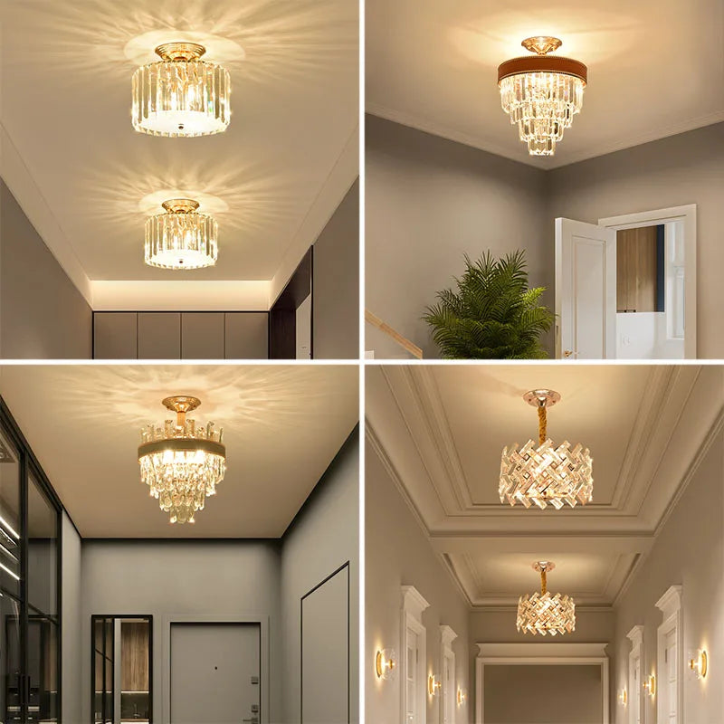 Light Luxury Crystal Small Chandelier Aisle Lamp Corridor Entrance Entrance Foyer Modern Minimalist Balcony Stairwell Lighting
