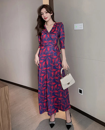 ZAROY Women Wrap Long Dress Summer Sexy V Neck Side Split Party Club Dress Chic Streetwear Elegant Evening Slim Beach Vestidos