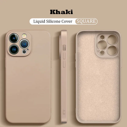 Original Liquid Silicone Shockproof Case For Xiaomi Mi 14 13 13T 12 12T 11T 10T 10 11 Lite Pro Square Fluff Bumper Soft Cover