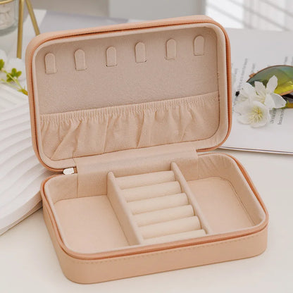 Portable Jewelry Storage Box Travel Organizer Jewelry Case Leather Storage Earrings Necklace Ring Jewelry Organizer Display
