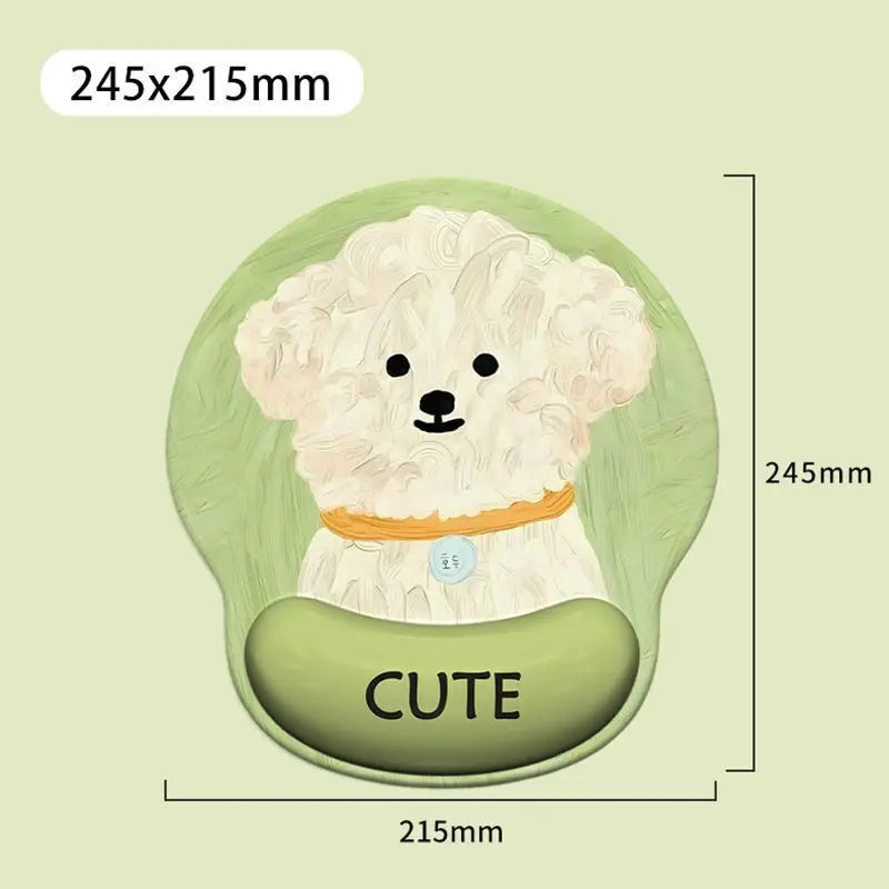 Cartoon Puppy Mouse Pad with Wrist Rest Non-Slip Soft Ergonomic Desk Mat For Office Gaming Computer Desk Universal Mousepad