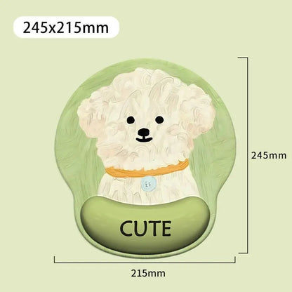Cartoon Puppy Mouse Pad with Wrist Rest Non-Slip Soft Ergonomic Desk Mat For Office Gaming Computer Desk Universal Mousepad