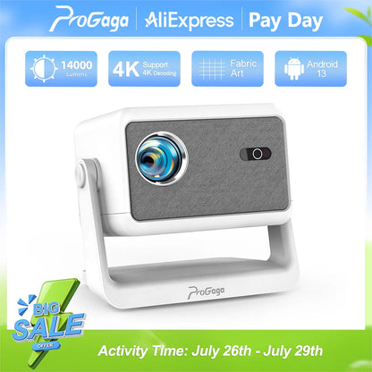 PROGAGA PG370 MAX Projector HD 1080P 4K Android Projector 700ANSI Video Projector Home Theater Portable Projector for Smartphone