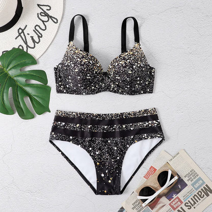 Sexy Push Up Bikini Set 2026 Women Printed Swimsuit Mid Waist Swimwear Female Bathers Swimming Bathing Swim Suit Beachwear