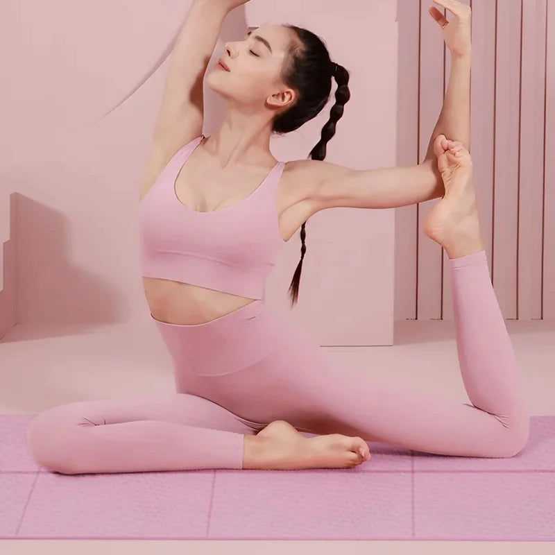 4mm Anti-Slip Yoga Mat Portable Fitness Workout Mat For Pilates Home Gym Ladies Exercise