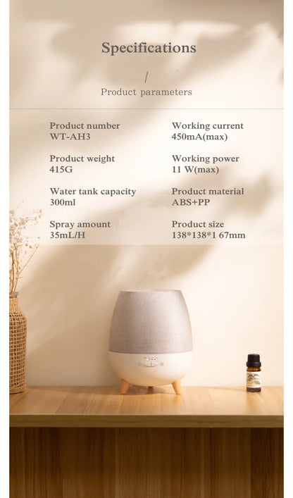 Electric Aroma Air Diffuser 300ml Aromatherapy Essential Oil Diffuser Remote Control Ultrasonic Mist Humidifier with Night Light