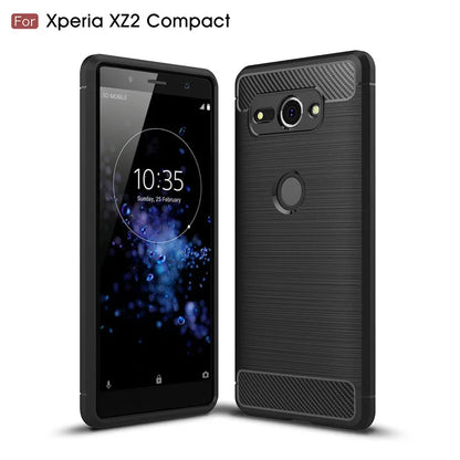 Shockproof Silicone Case for Sony Xperia XZ2 Compact XZ2mini Brushed Carbon Fiber Case for Sony XZ2 Mini Back Cover Coque Fundas