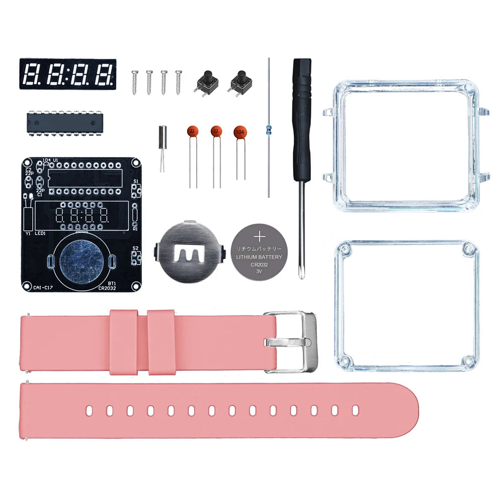 DIY Electronic Watch Kit Creative LED Digital Display 3V Transparent Case Practical Welding DIY Electronic Kit