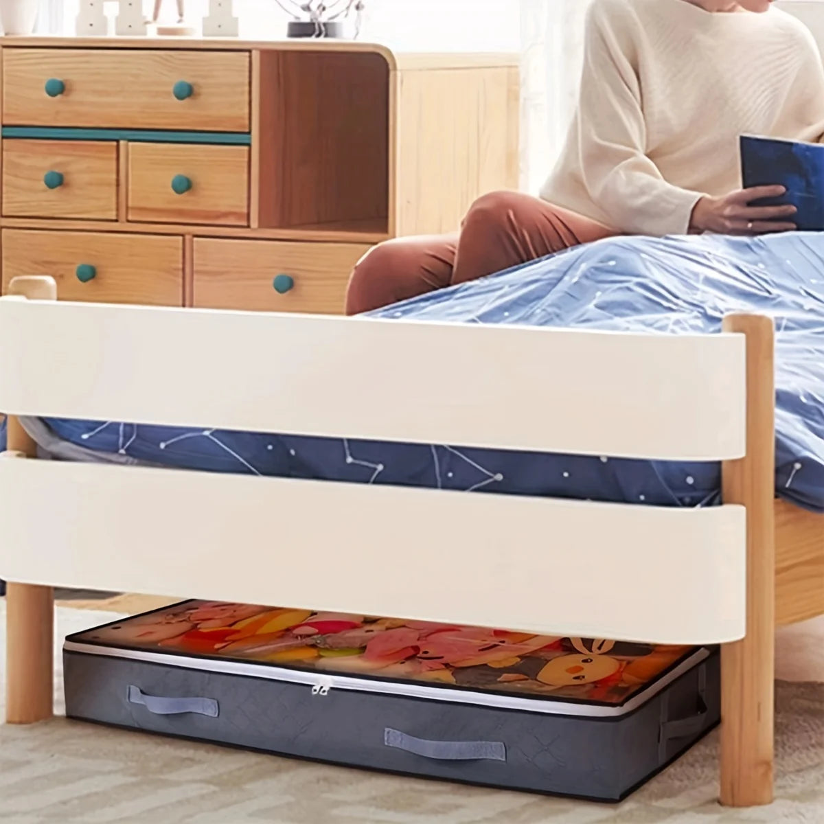 Foldable Underbed Bags -  Blankets Clothes Comforters Storage Bag Breathable Zippered Organizer for Bedroom
