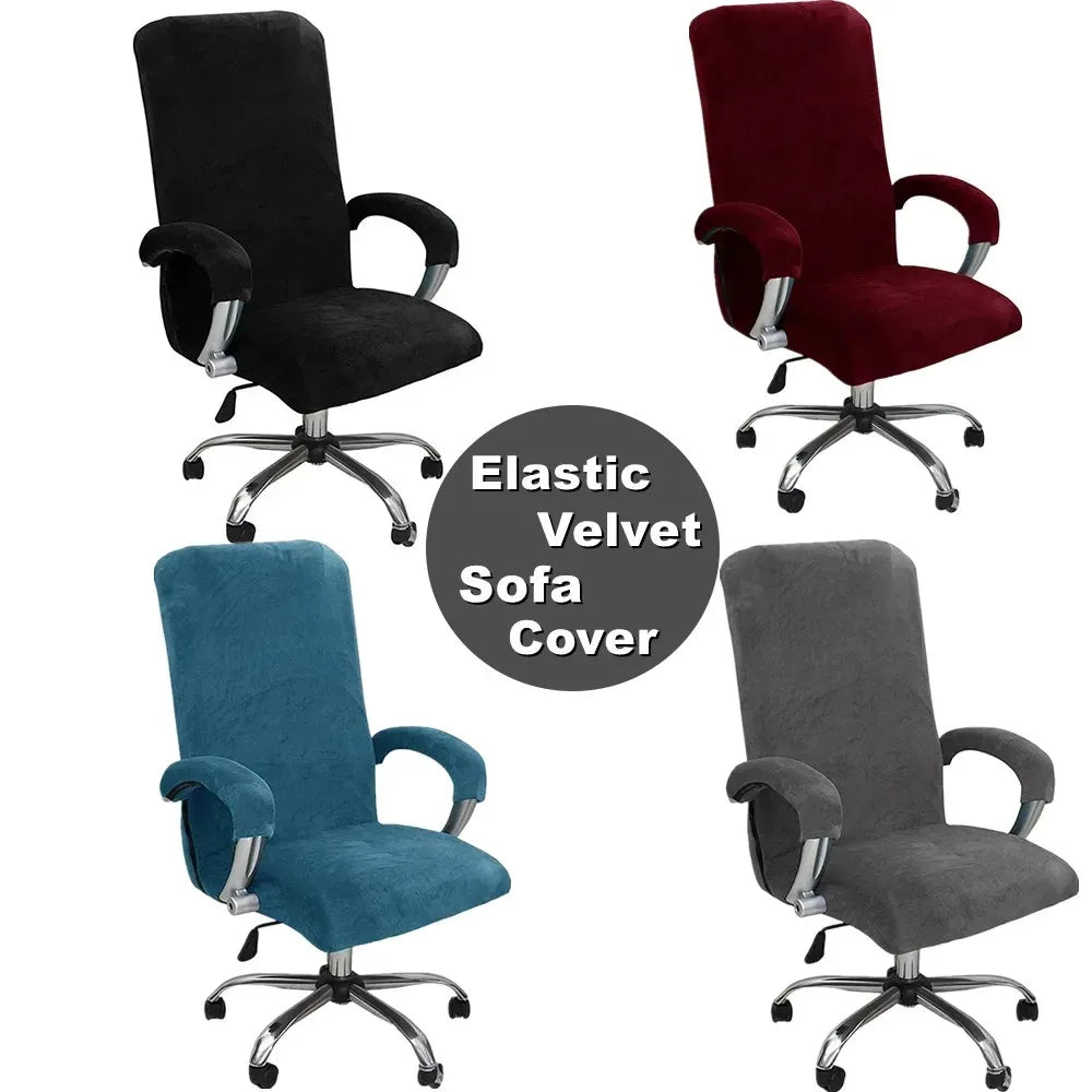 3Pcs/set Office with Armrest Gaming Chair Cover, Velvet Thickened Non-slip Waterproof, Removable Computer Chair Cover