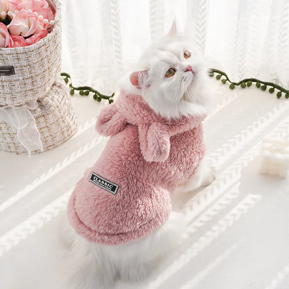 Pet Dog Soft Fleece Clothes Cute Hoodie Coat for Small Medium Dogs Cats Autumn Winter Puppy Hooded Jacket Sweater Pug Apparel