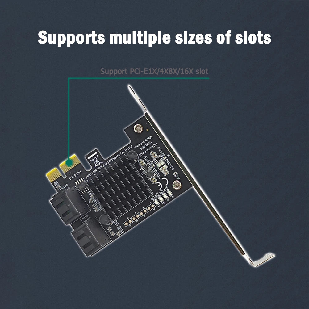 2/4/16 Ports SATA III PCIe Expansion Card 6Gbps SATA 3.0 to PCI-e 1X 4X 8X 16X PCI Express Adapter Card Support Win8 Win10 Linux