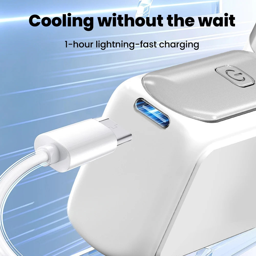 Portable Handheld Mini Fan 5 Speed Adjust Type c Rechargeable Fan Digital Display Desktop Fan Outdoor