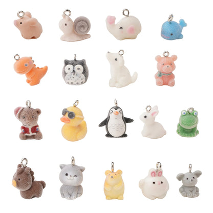1Pcs 3D Flocking Resin Charms Cartoon Animal Pendant for Necklace Earrings Keychain Making DIY Jewelry Accessories Wholesale