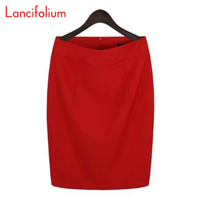 Knee Length Work Office High Waist Skirt Women Summer Vintage Formal OL Skirt Pocket Female Black Grey Bodycon Business Skirt