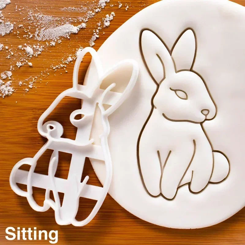 Easter Cookie Cutters Cute Yoga Rabbit Egg Plastic Cookie Embossed Molds DIY Baking Cakes Decorations Tools Kitchen Accessories