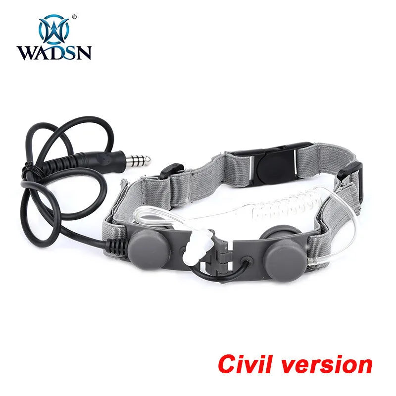 WADSN Airsoft Tactical Throat Microphone Headset Neck Laryngeal Military Earphone U94 PTT Fit Kenwood BaoFeng UV-5R UV-5X UV-82