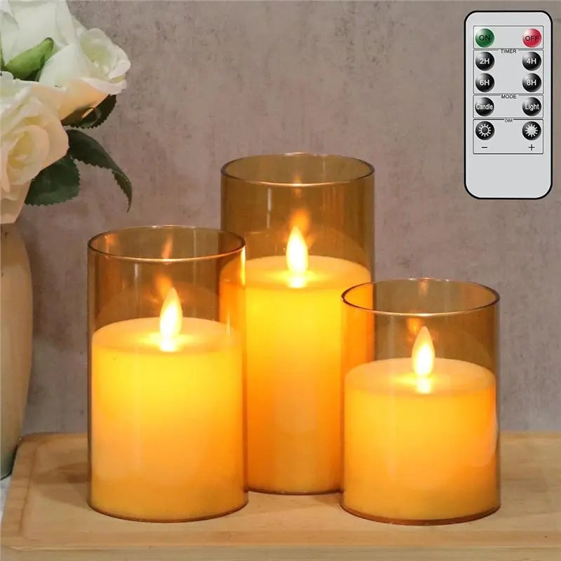 AA81-PP Flamless Flickering Candles With Remote And Timer, LED Pillar Candle For Dinner Wedding Holiday Decor