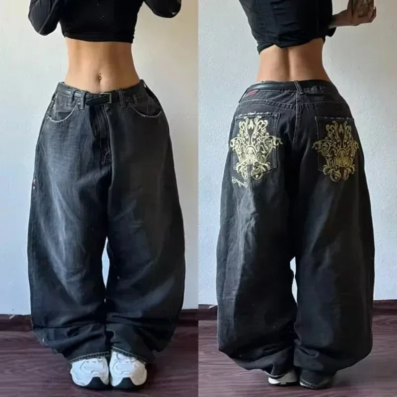 Street Y2K New Fashion Trend Clearance Spot Special Straight Jeans Women Harajuku Hip Hop Oversized Wide-leg Pants Unisex Jeans