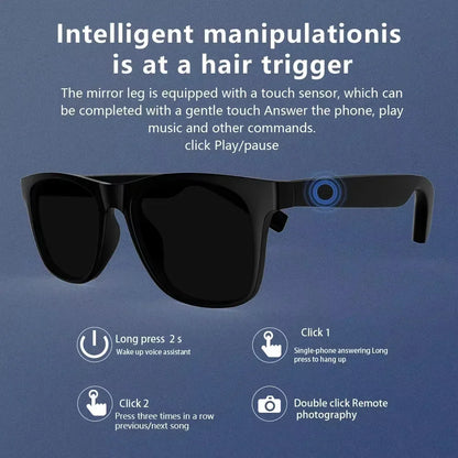 Lenovo 2026 New AI Remote Control Touch Smart Glasses 8K HD Camera Translator Voice Assistant Music Player Bluetooth Sunglasses