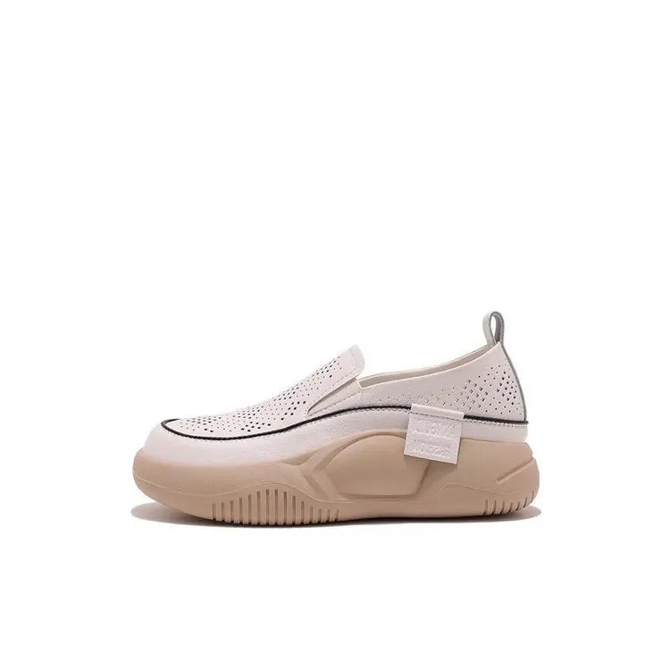 Casual shoes for women in summer 2025 new soft soled retro low cut height increasing single shoe for women