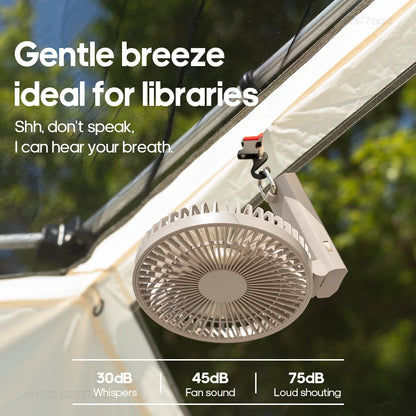 Portable Folding Handheld Fan 3600mAh Desktop Rechargeable Household Fan with LED Digital 100-speed Wind Angle Adjustable