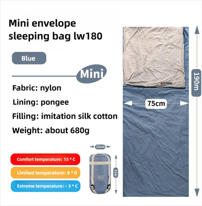 Mini Adult Sleeping Bag Travel Mountaineering Outdoor Camping Down Cotton Dirty Sleeping Bag Machine Washable Splicing