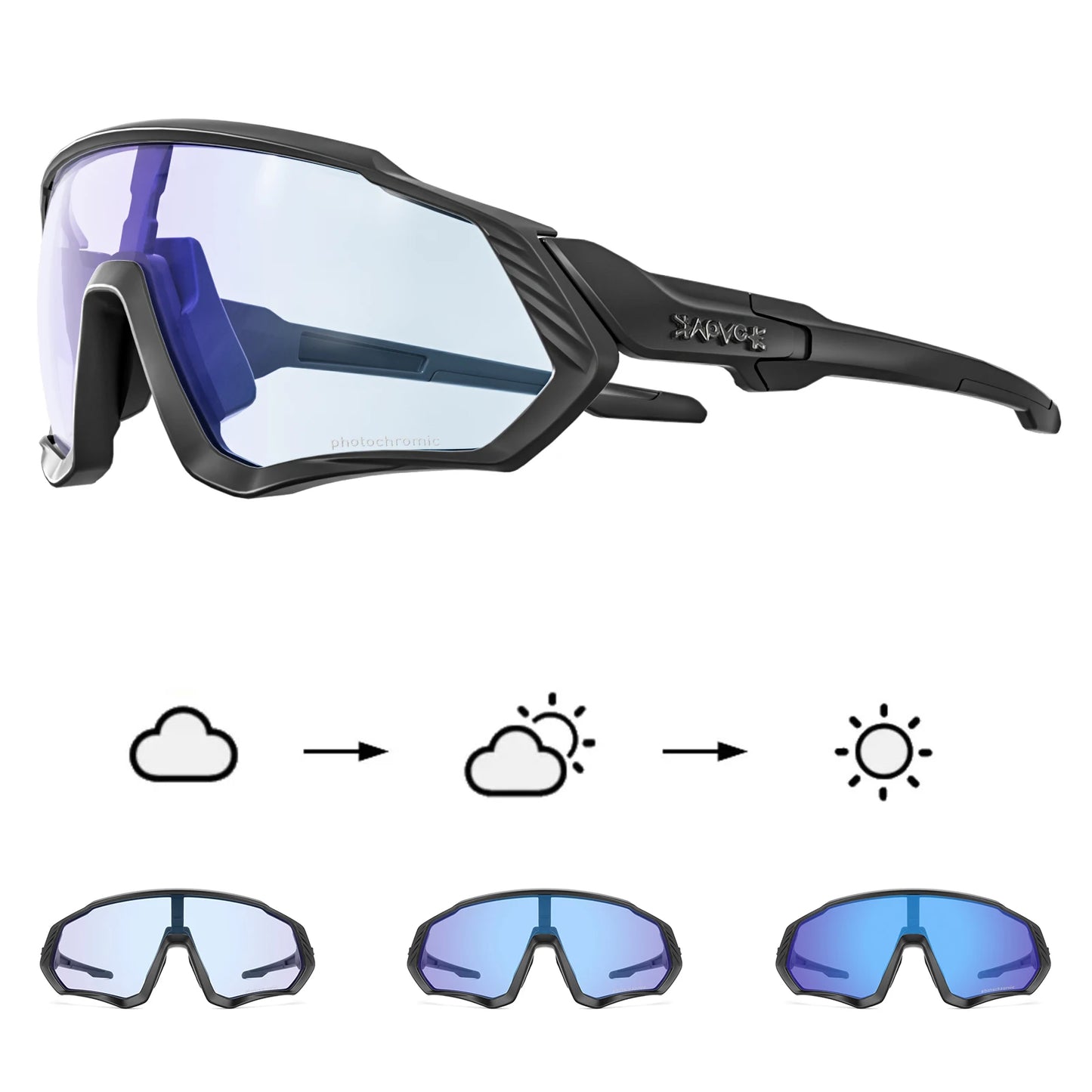Kapvoe Photochromic Red Blue Cycling Glasses Men Women Bike Riding Sunglasses Bicycle Hiking Running Goggles Driving Eyewear
