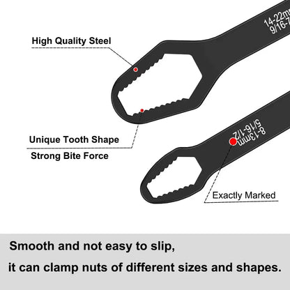 8-22mm 3-17mm Double End Universal Wrench Multifunctional , Self-Tightening Wrench Repair Tools Double Ended Wrench