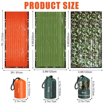 Waterproof Emergency Sleeping Bag 120x200cm/91x213cm PE Portable Survival Lightweight for Outdoor Camping Hiking Adventure ﻿