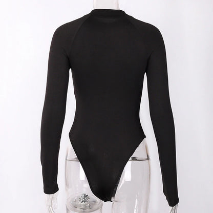 long sleeve zipper high neck bodycon sexy body autumn winter women fashion bodysuit women Fashion Streetwear Outfits Overalls