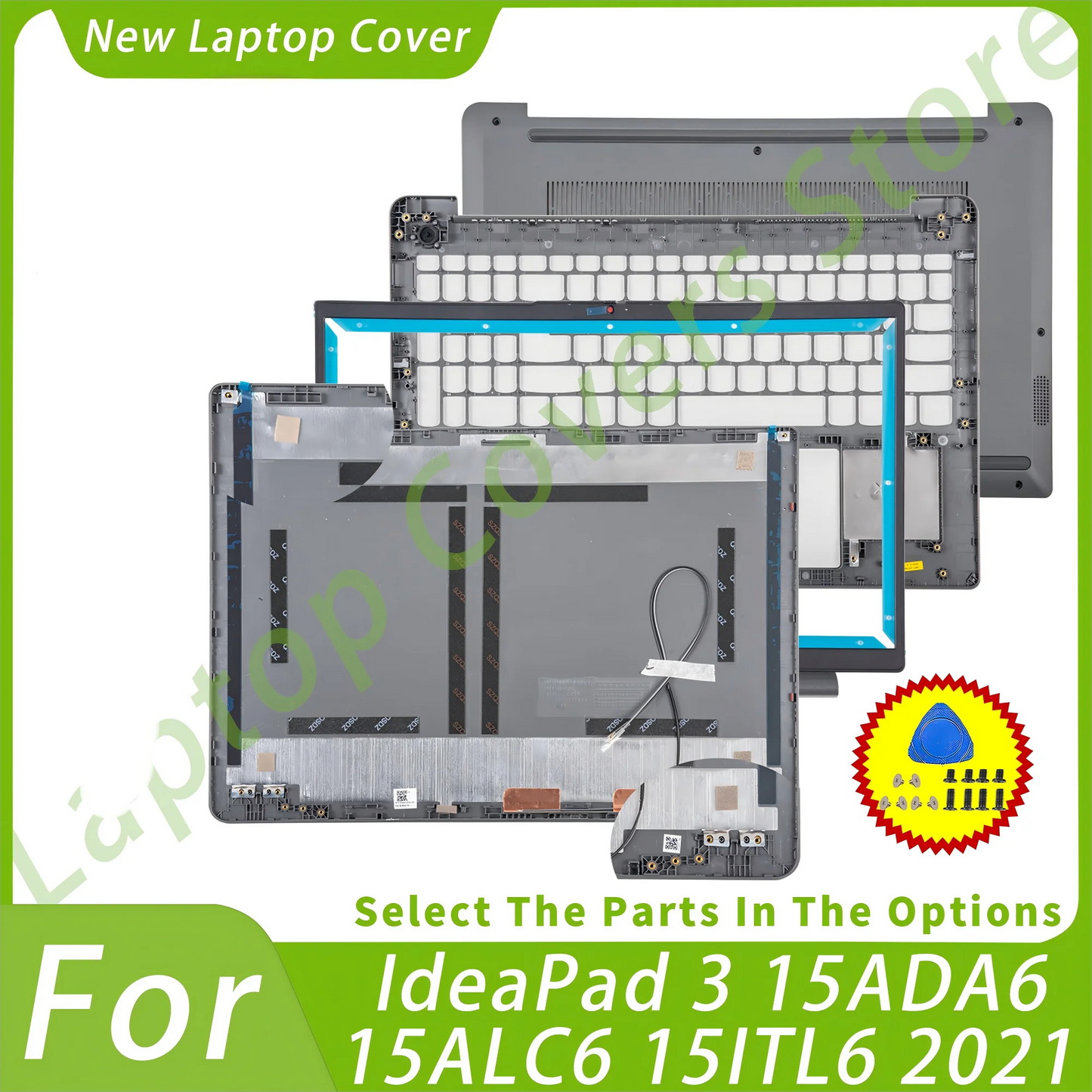 New Case For Ideapad 3 15ALC6 15ADA6 3-15ITL6 2021 Back Cover Bezel Palmrest Bottom Case Touchpad Parts Plastic Replacement 15.6