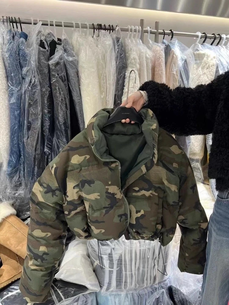 Fashion Trend Camouflage Coat Cotton Clothing Women's Winter New Thick Jacket Vintage Punk Short Coat Women Chic Parkas