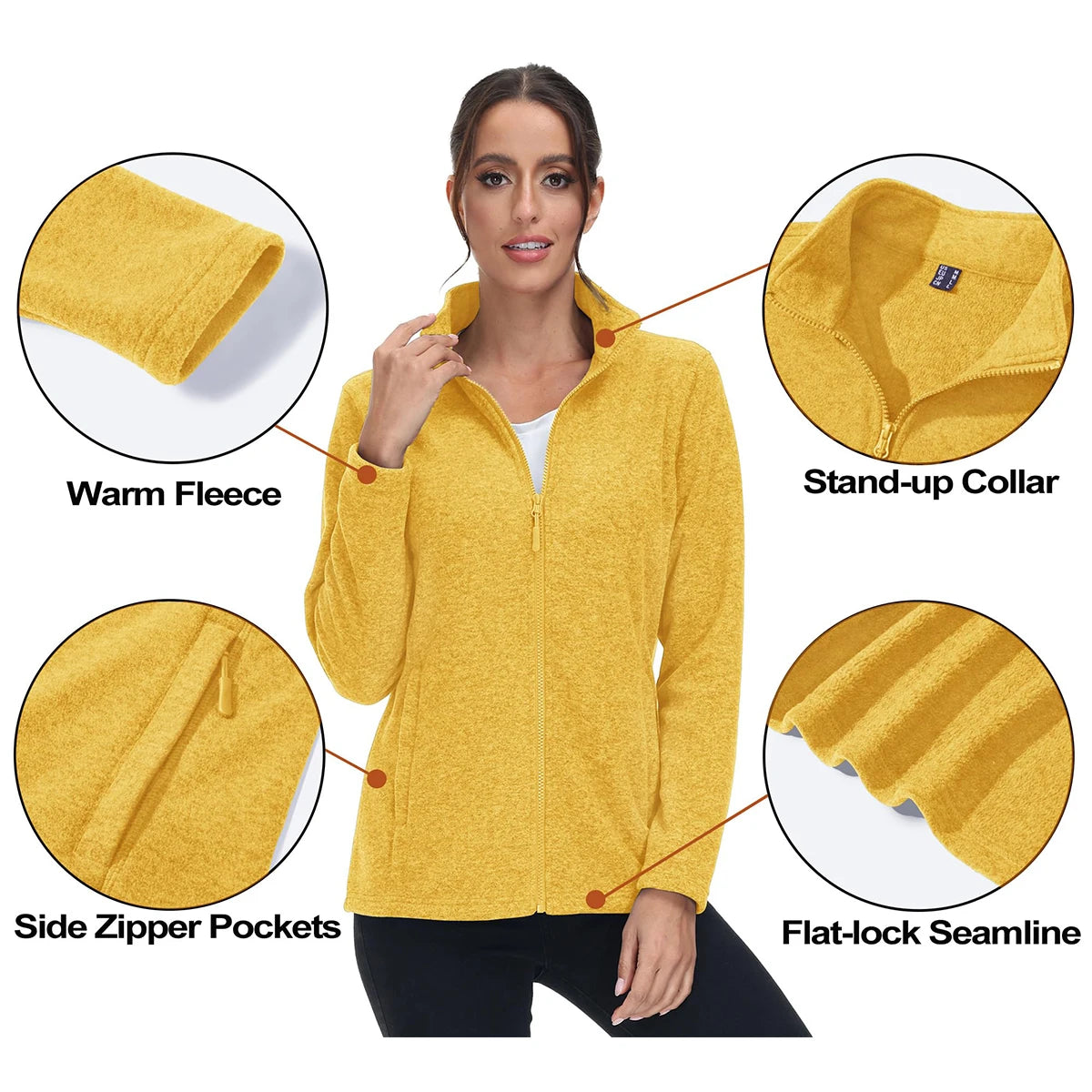 MAGCOMSEN Lightweight Women's Fleece Jackets Womens Athletic Warm Sweatshirts Casual Turtleneck Sweater Coat Sports Tops