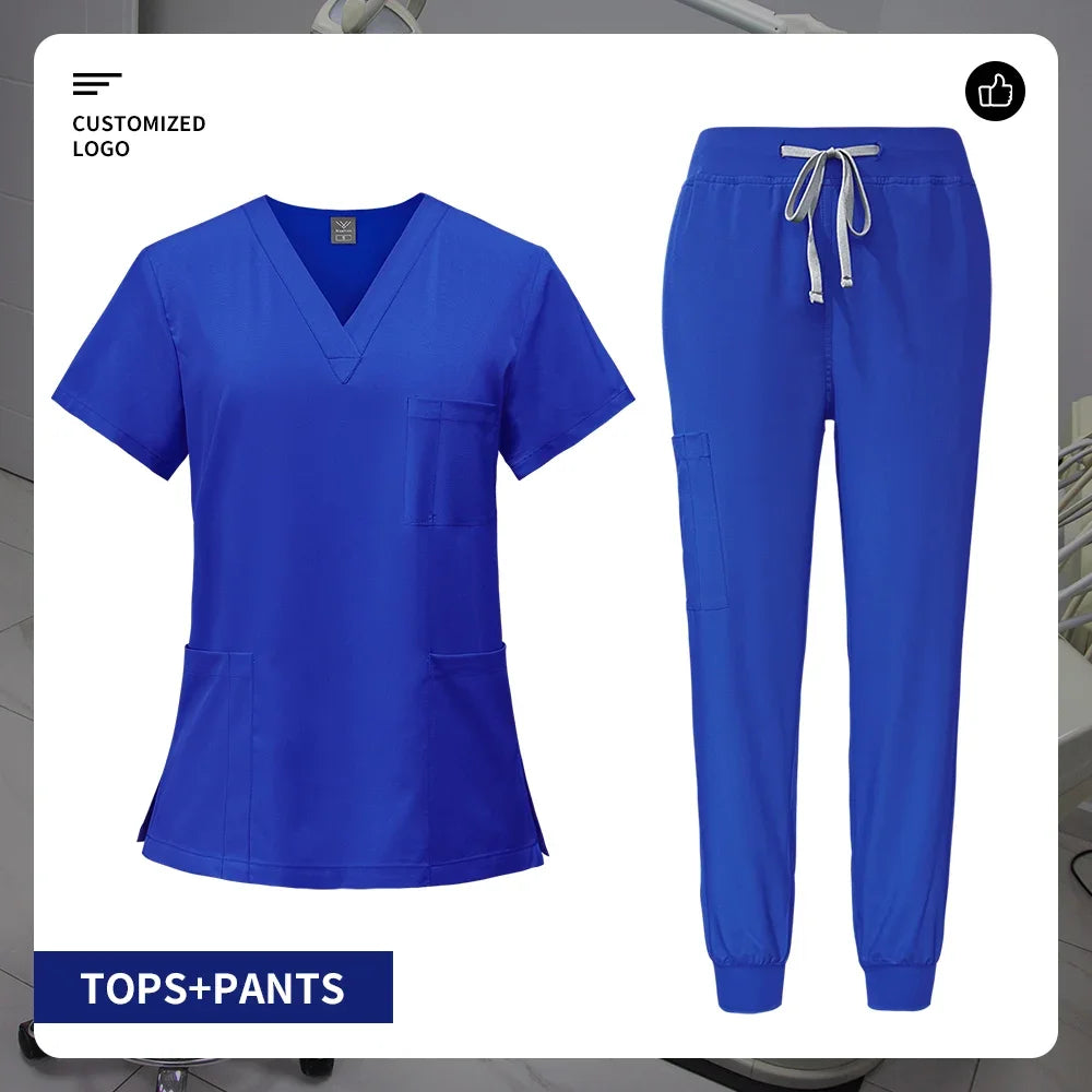 Pet Grooming Institution Surgical Workwear Scrubs Medical Nursing Uniform Customizable Logo Hospital Jogger Clothes with Pocket