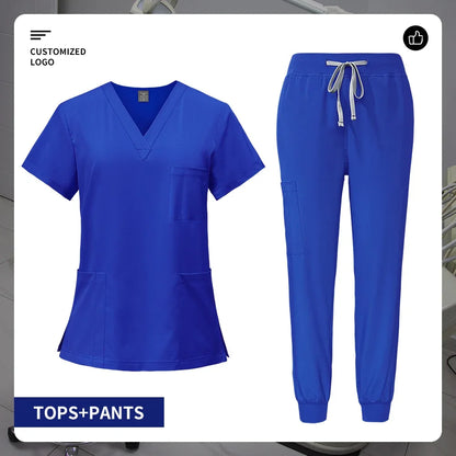Pet Grooming Institution Surgical Workwear Scrubs Medical Nursing Uniform Customizable Logo Hospital Jogger Clothes with Pocket