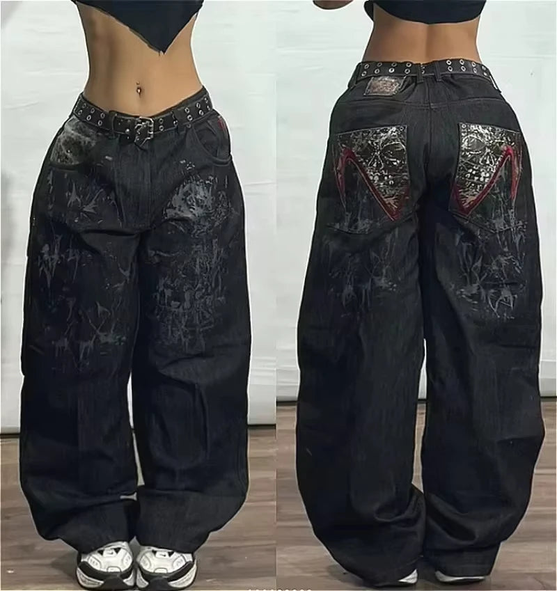 Street Y2K New Fashion Trend Clearance Spot Special Straight Jeans Women Harajuku Hip Hop Oversized Wide-leg Pants Unisex Jeans