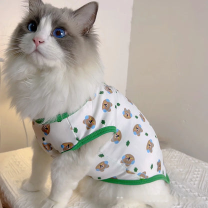 Pet Dog Clothes Puppy Summer Vest Thin Pomeranian Jumper Bear Print T-shirt Teddy Cartoon Clothing Dog Products Xs-xl