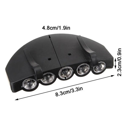 Head Lamps 5 LED Hat Brim Light With Batteries Water Resistant Lightweight Headlamp For Night Fishing Hunting Hiking